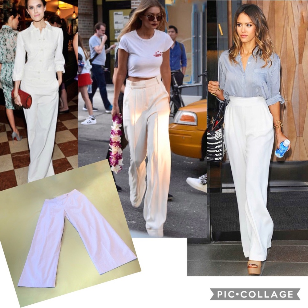 Trina Turk Saniya White Wide Leg Crepe Pant